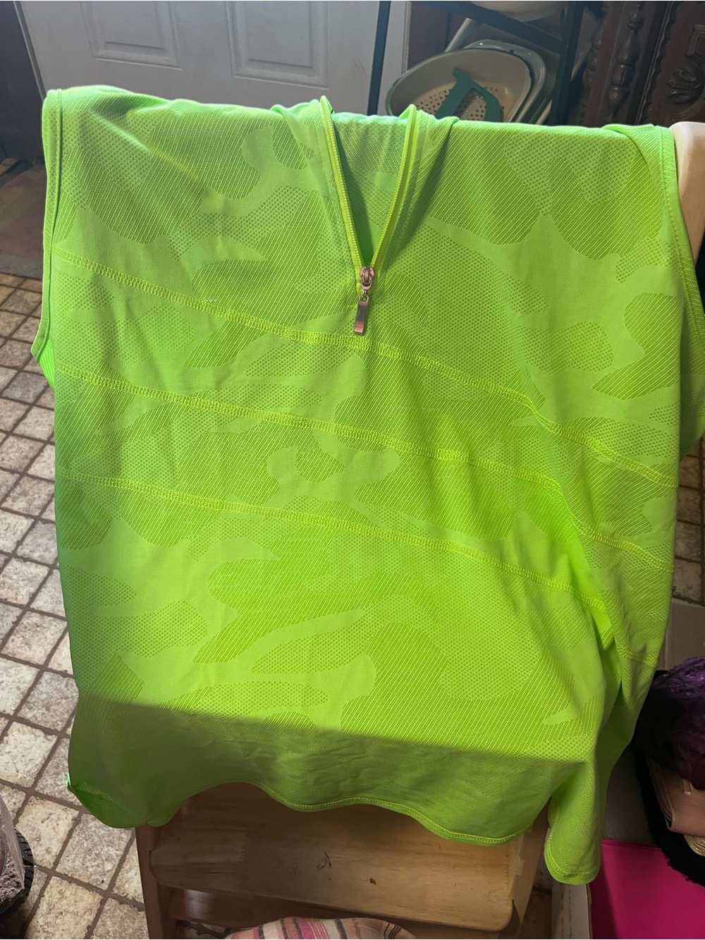Neon Lime Athletic Zip-Front Top